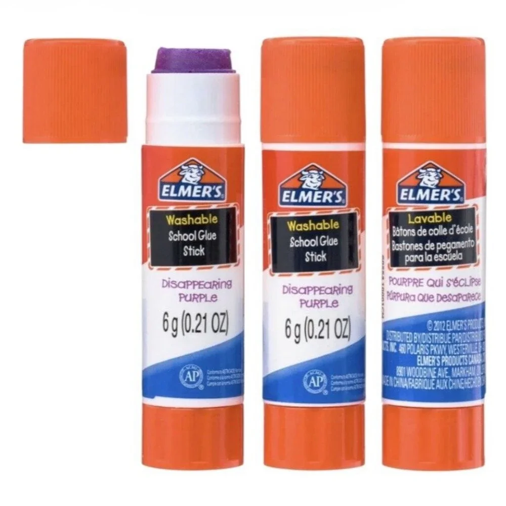 2x Elmer's Washable Disappearing Purple School Glue Sticks 3 Each